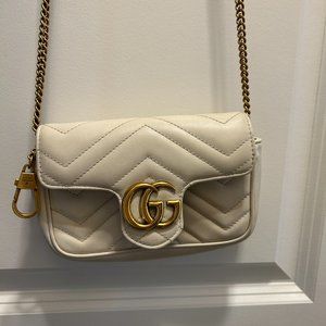 Gucci Marmont super mini PREOWNED/USED in white